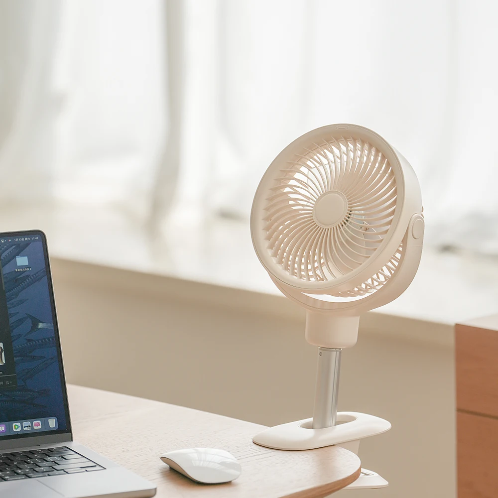Ventilateur Électrique Flexible, Rechargeable par USB, à 4 Vitesses, Sans Fil, avec réinitialisation de Refroidissement, avec Veilleuse, pour le Bureau et la Maison