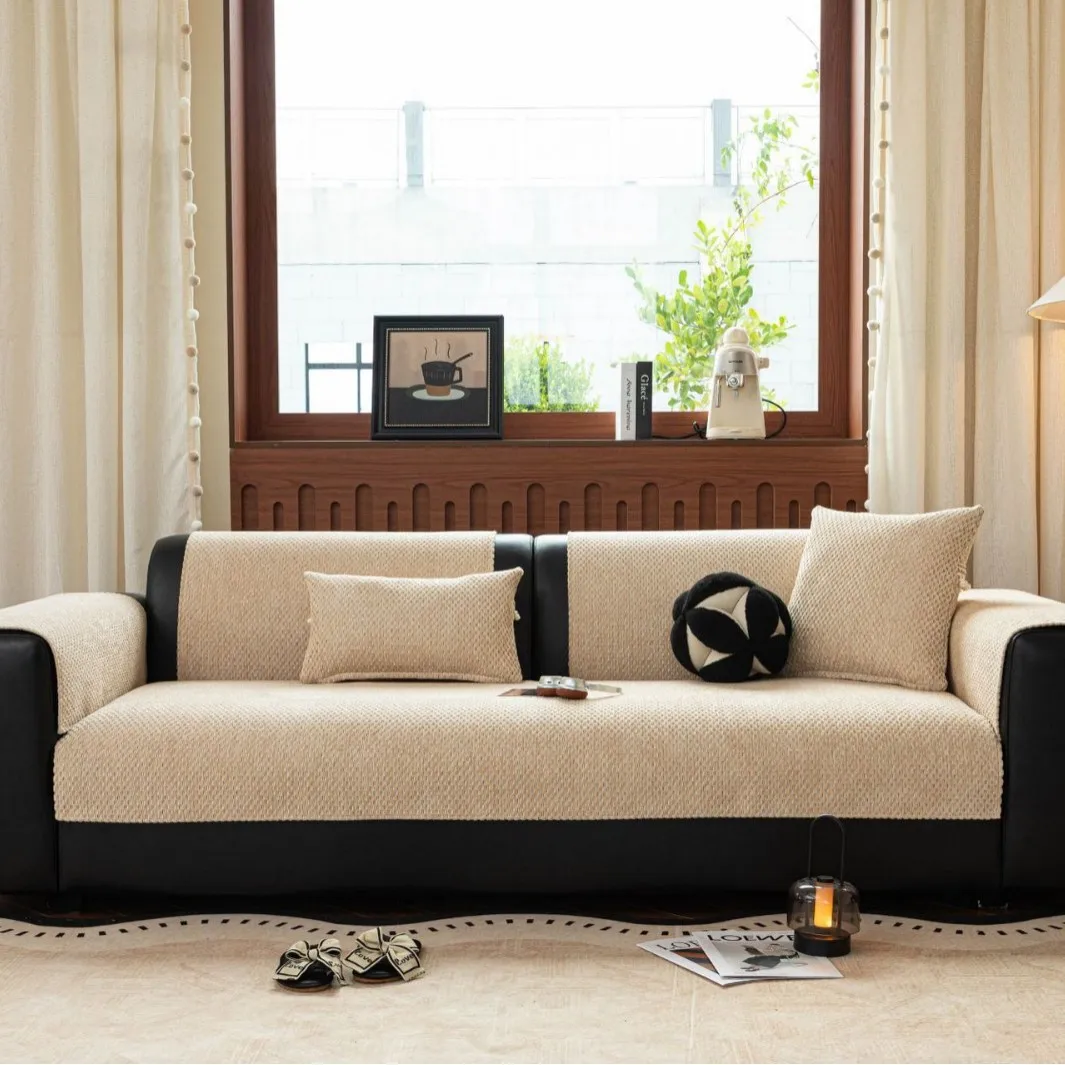 Soft Chenille Anti-Slip Sofa Cover, for Living Room Renovation Decorative All Seasons Washable Sofa Towel Slipcover