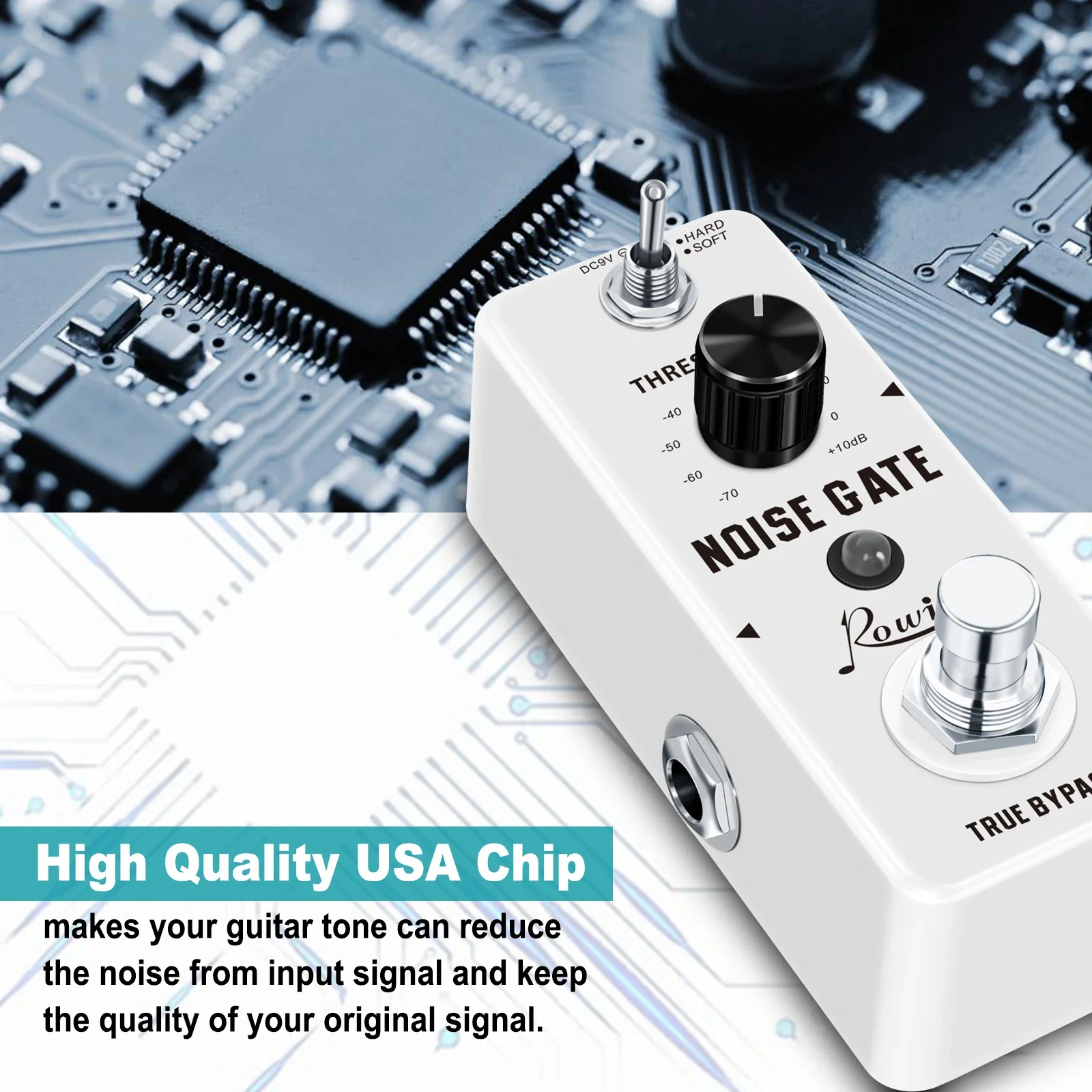 Rowin Noise Gate Pedal Studio Grade Pro White Pure Noise Reduction Suppressor Guitar Effect Alloy Shell Guitar Bass Accessories