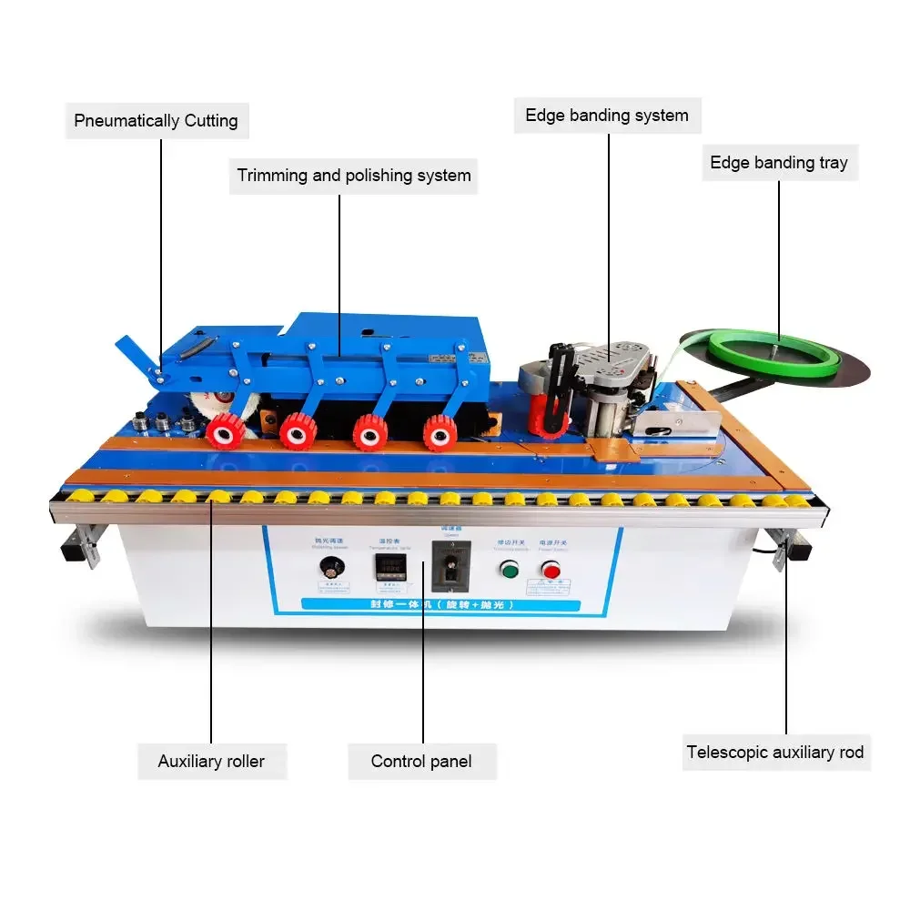 Feed trimming semi-automatic edge banding machine