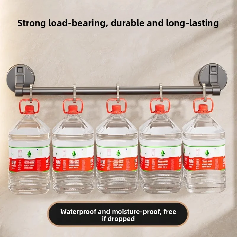 YM Wall-Mounted No-Drill Suction Cup Towel Rack Bathroom Storage Shelf with Towel Rod Holder for Bathroom Organization