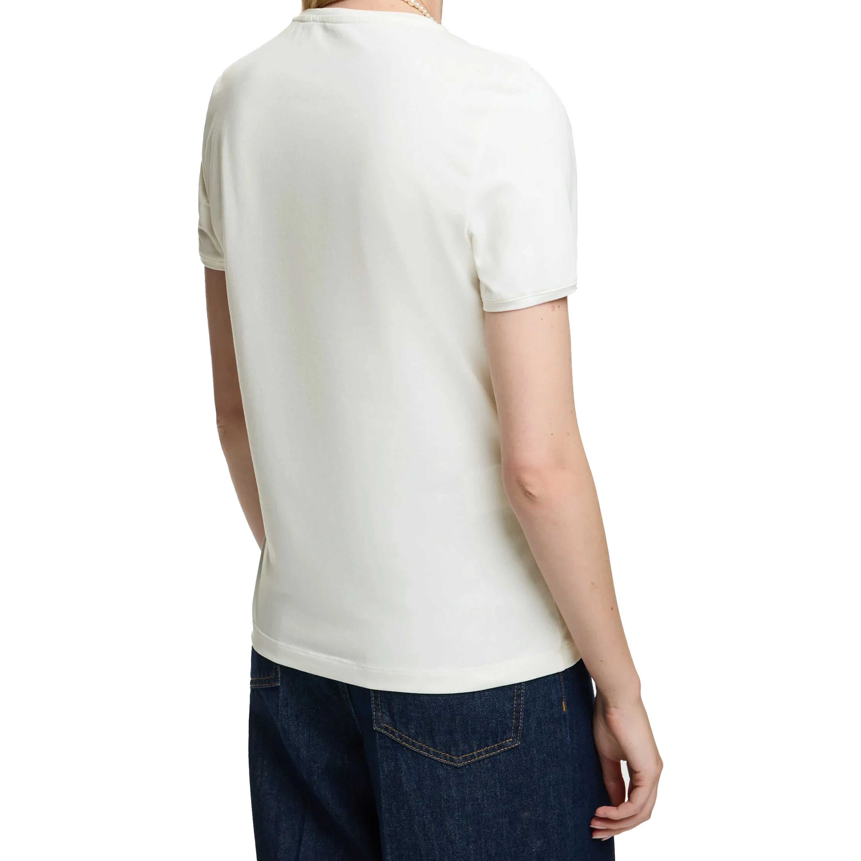 CHCH 2025 Women's Summer New Fashion Commute Cotton Round Neck Beaded Chic Solid Color Loose Short Sleeve Casual T-shirts Tops