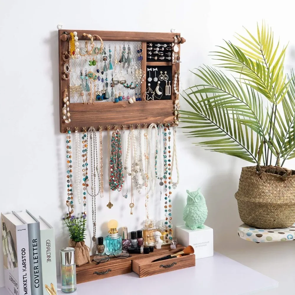 

Good Jewelry Wall Organizer Wall Mounted, Jewelry Hanger Display Rack Earring with Drawers