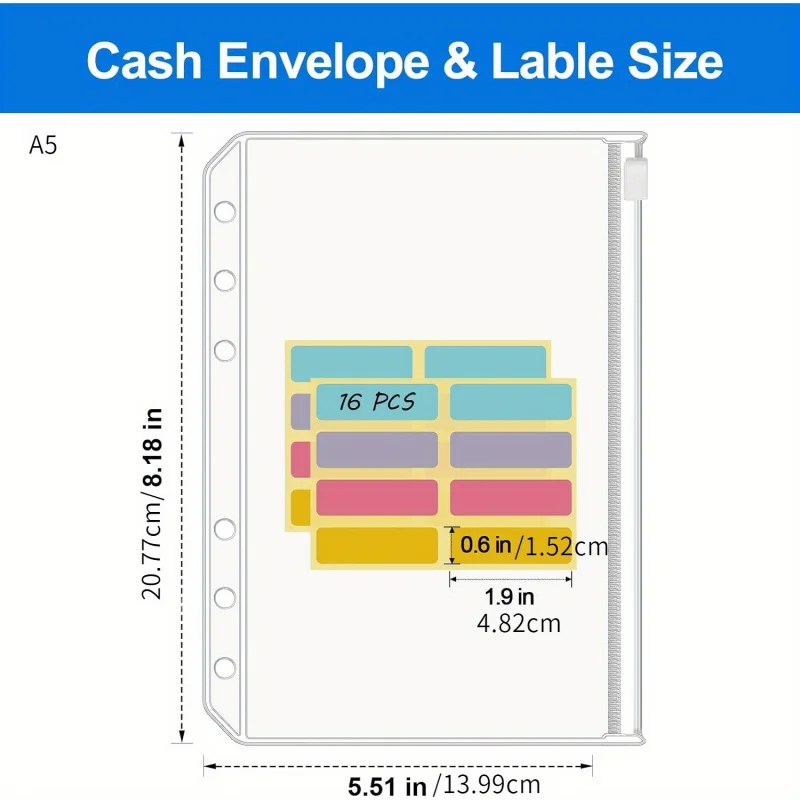 12/24 Pcs Clear PVC Zippered Binder Pocket, A5/A6 Size, File Storage With Tabs - Durable And Versatile Organizer Accessory