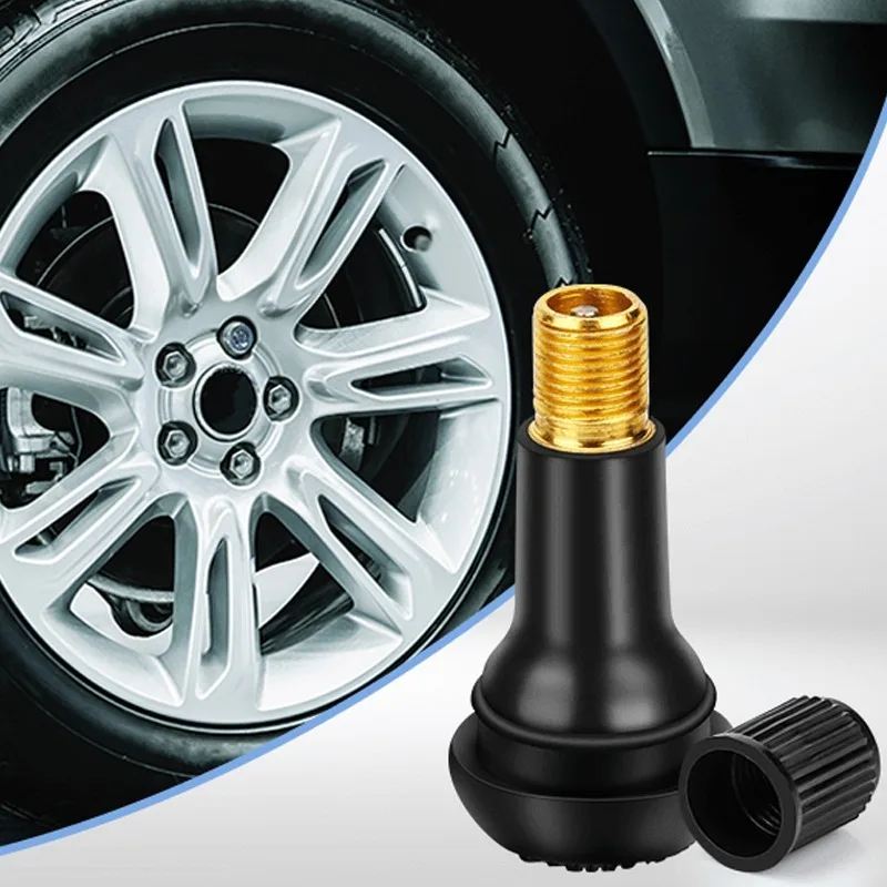 أسود TR413 لايحتاج سيارة عجلة الاطارات صمام ينبع مع قبعات المفاجئة في نوع المطاط قضيب صمام الإطارات غطاء عالية الجودة اكسسوارات السيارات #6