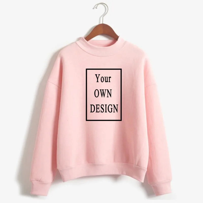 Your OWN Design Brand Logo/Picture Custom print women Oneck Knitted Pullovers Thick Autumn Winter Candy Color Loose DIY Hoodies