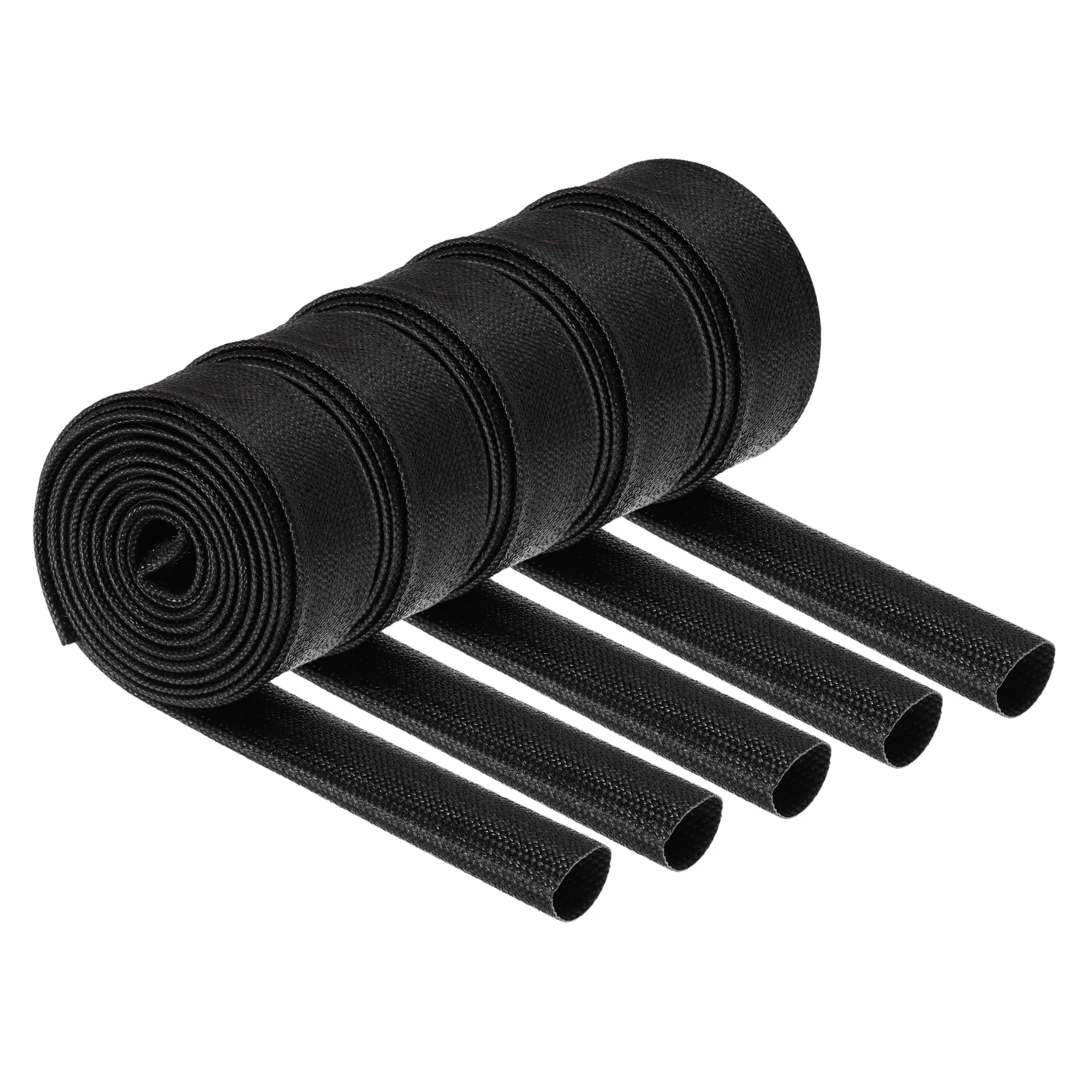 5Pcs 1-5Meter Wire Insulation Braid Fire Sleeve Black High Temp Silicone Coated Fiberglass Tube Cable Sleeving Fireproof Sleeve