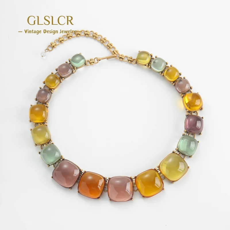 

Vintage Glaze Colored Transparent Sugar Beans Choker Necklace Jewelry On The Neck Luxury Dubai Designer Accessories Picnic 2025