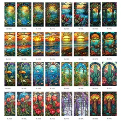 Frosted Stained Glass Films Static Cling Flower Pattern Window Sticker Privacy Vintage Art Bathroom Landscape Home Decor
