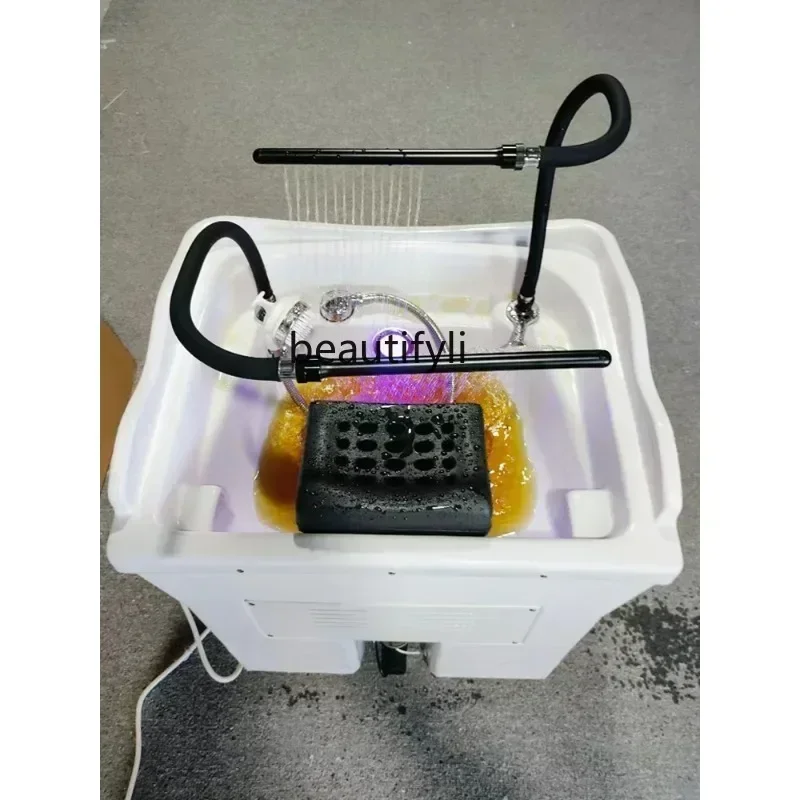 Mobile Head Therapy Machine Fumigation Water Circulation Hair Salon Hair Care Shampoo Basin Massage Couch Facial Bed Basin