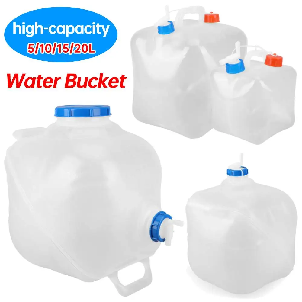 5-20L Folding Water Bag Drinking Water Canister with Lid & Tap Large Capacity Camping Water Bucket for Outdoor Hiking Travel