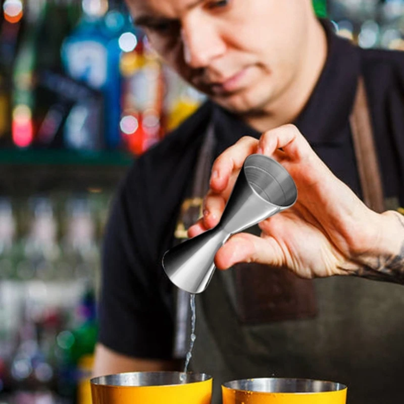 Double Cocktail Jigger Stainless Steel Measuring Cup with Measurement Scales Metal Measure Cup Gift for Bartenders Dropshipping