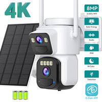 4K 8MP Dual Lens Solar PTZ WiFi Camera 7800mAh Rechargeable Battery Wireless Outdoor Security Camera PIR Motion O-Kam