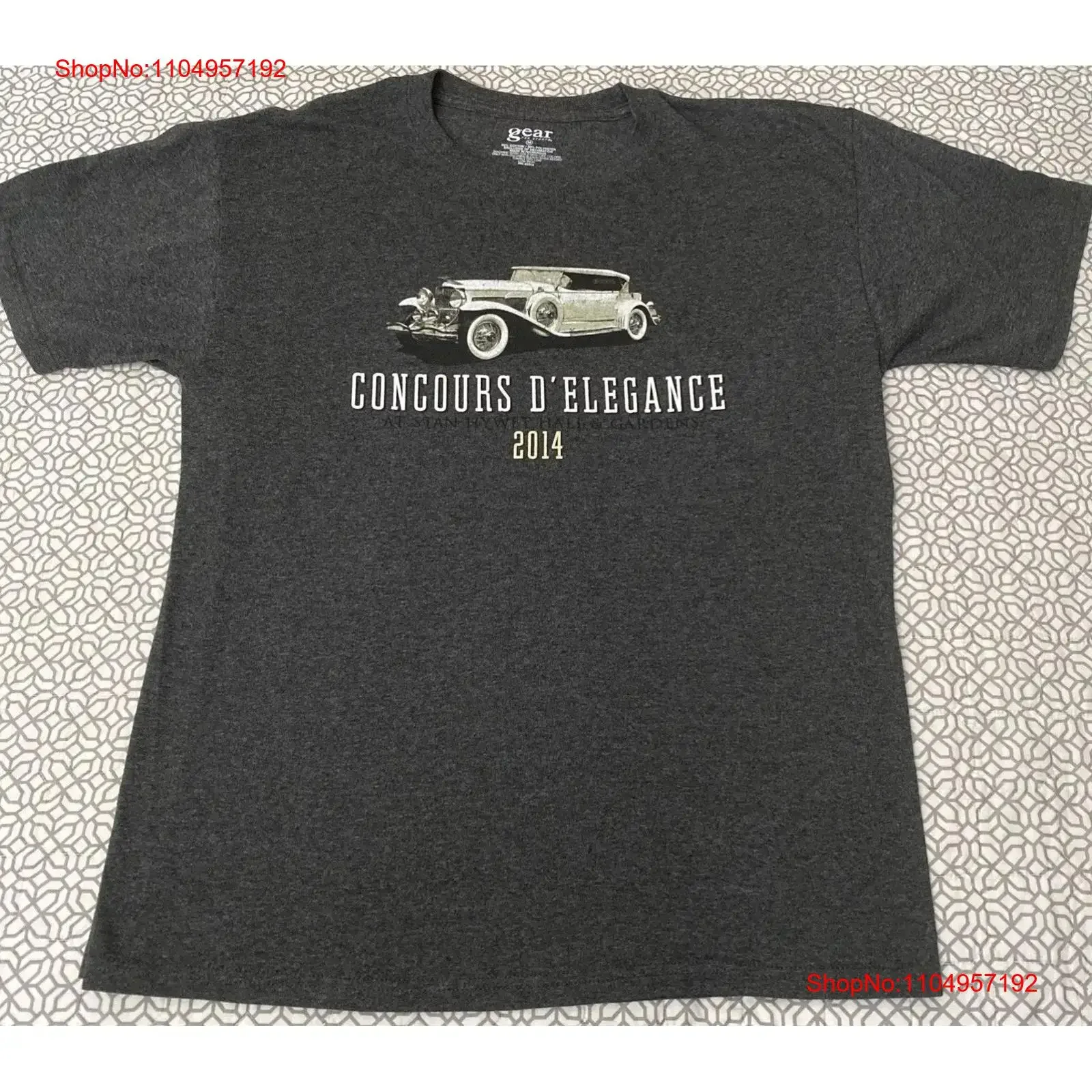 Concours D élégance t-shirt 2014 Pebble Bach californie hommes moyen charbon de bois vintage lavé haut pour un usage quotidien graphique