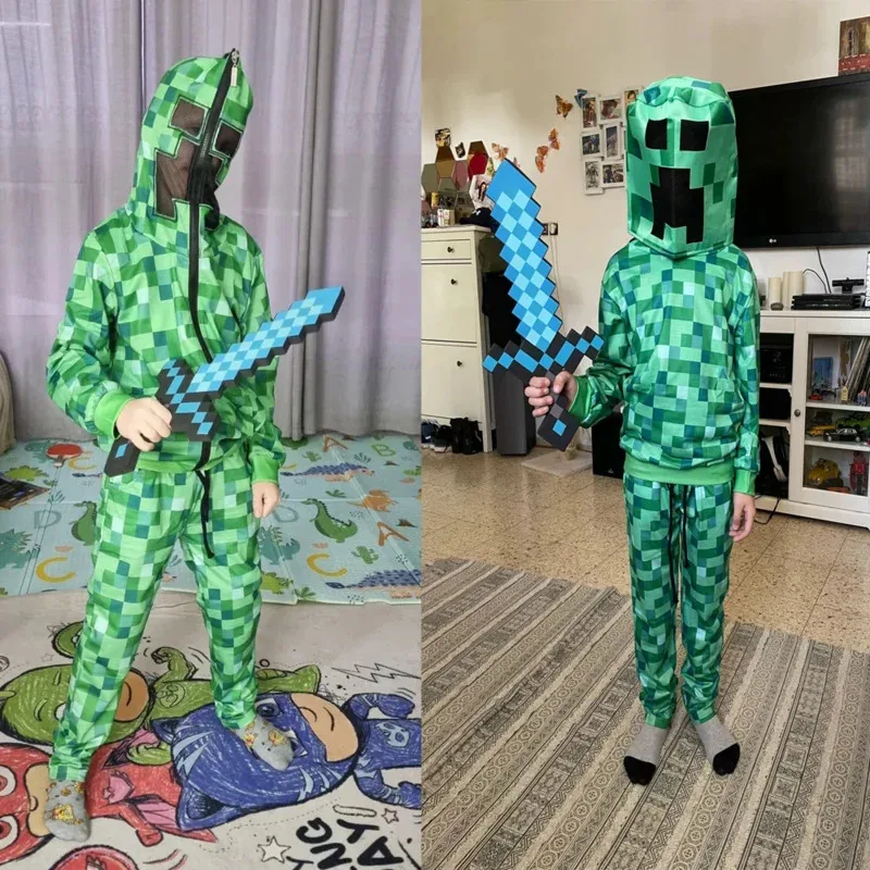 2025 yiyi2025yiyiChildren Halloween Crawler Cosplay Engraçado Moletom Com Capuz Terno Crianças Festa de Aniversário Jaqueta Creeper Anim