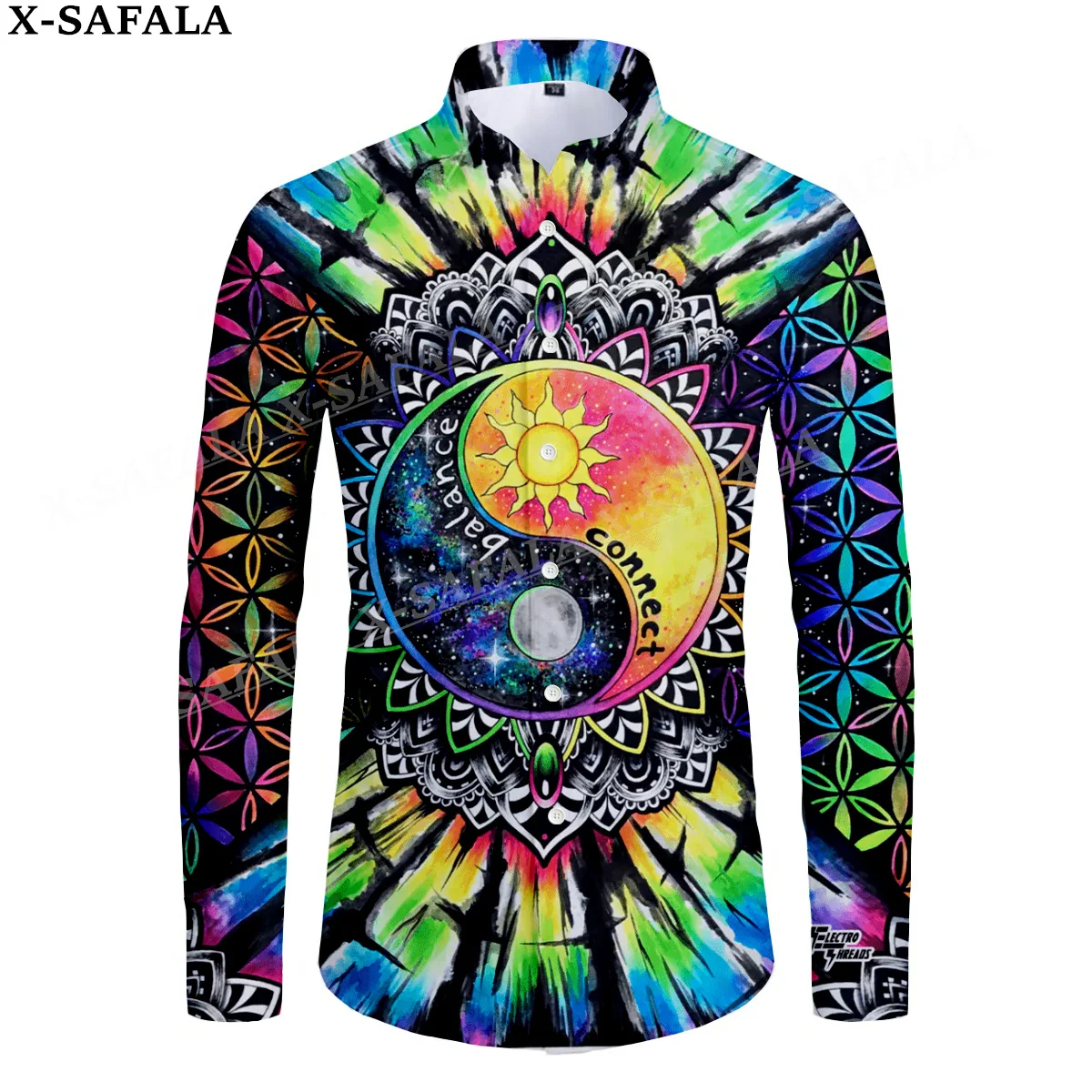 Hippie Psychedelic Colorful Trippy 3D Print Men's Luxury Shirt Turn-down Collar Buttoned Up Long Sleeve Tops Hip Hop Tee-10