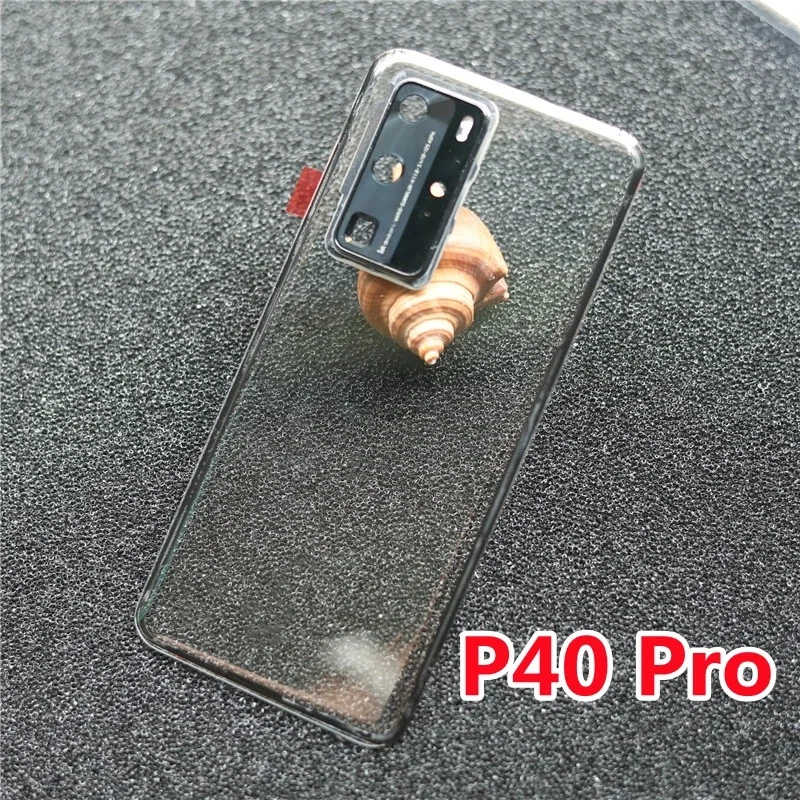 Transparent For Huawei P40/P40 Pro Back Battery Glass Back Cover with Camera Lens Frame Rear Door Housing Case Replacement Part