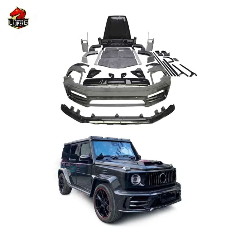 M Style Carbon Fiber Body Kit For Mercedes Benz G63 Front Bumper Rear Bumper Hood Fender Wheel Brow Bodykit