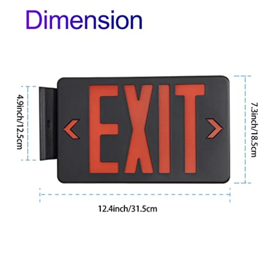 Exit Sign With, LED Emergency Light With Battery Backup, UL Listed, AC 120/277V, Commercial Lights for Business