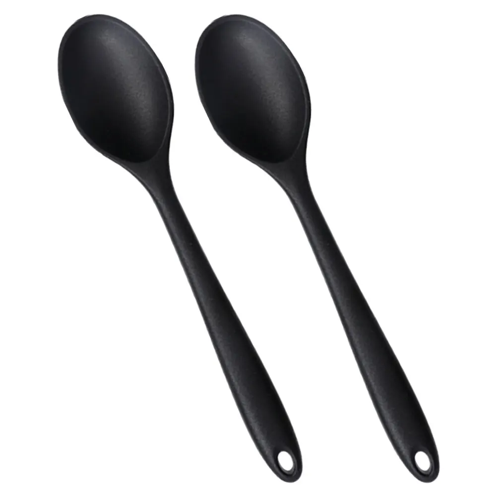 

2 Pcs Silicone Cooking Kitchen Utensils Nonstick Mixing Spoon Serving Tool Soup Spoon Cookware Gadgets Easy Clean Storage