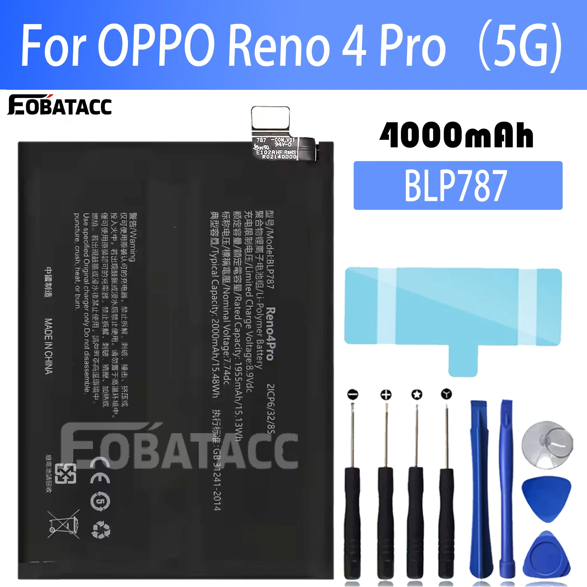 100% New Original Battery BLP787  For  OPPO  Reno 4 ProBattery + Free Tools