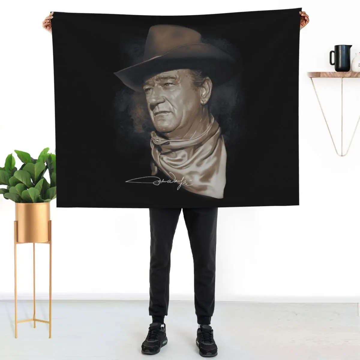 

john wayne the duke western fred oxley transparent\t Throw Blanket Portable Lightweight Blanket for Travel Camping
