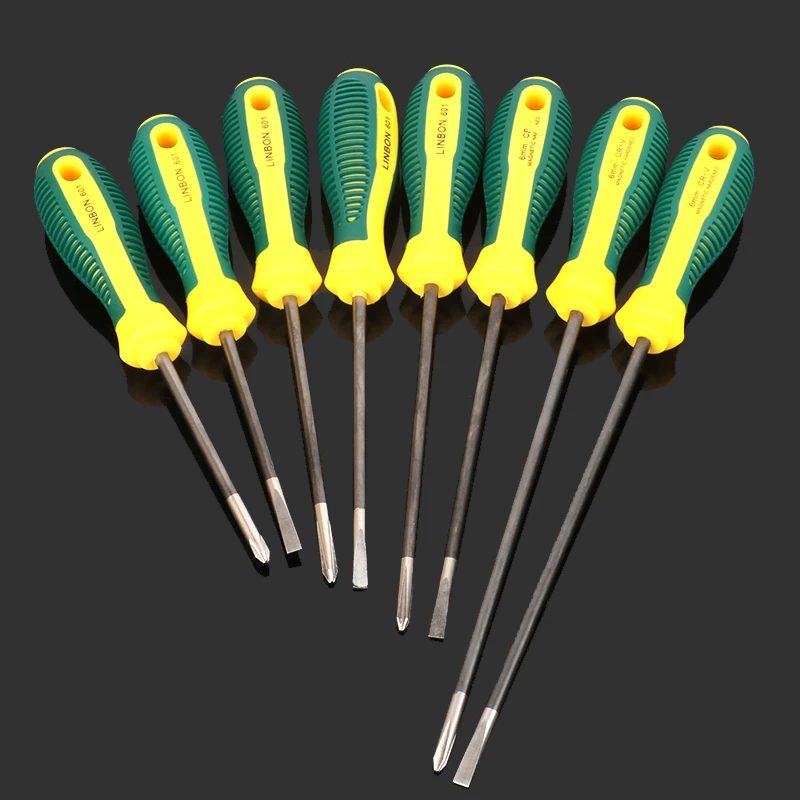 LINBON  Magnetic Slotted Flat Head Screwdriver Multifunctional Household Basic Anti Slip Manual Screw Drive Tool