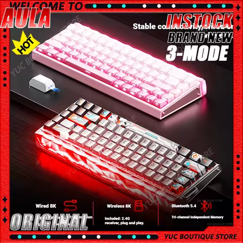 New AULA HERO68 Air 3-mode Magnetic Switch Gaming Mechanical Keyboard E-sport Custom Wired Keyboard Ergonomics Accessories