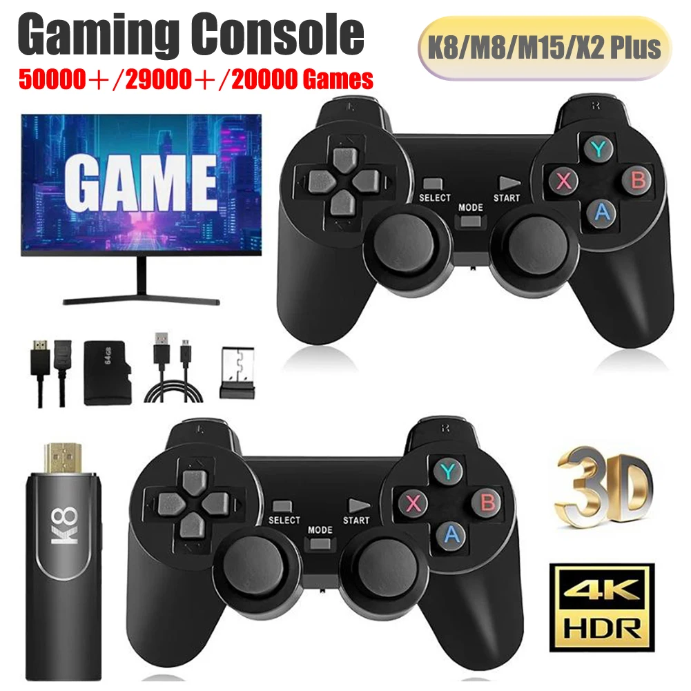 TV Handheld Game Console 58000+ Games Wireless Gamepads 50 Emulators Wireless Controller for PS1 N64 DC
