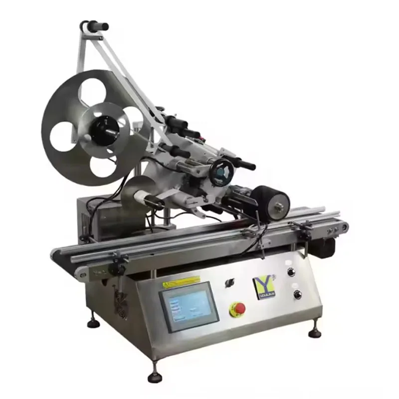 Automatic Fully Desktop Flat Surface Labeling machine Plastic Pouch Bag Book Cosmetics Labeler Applicator Square