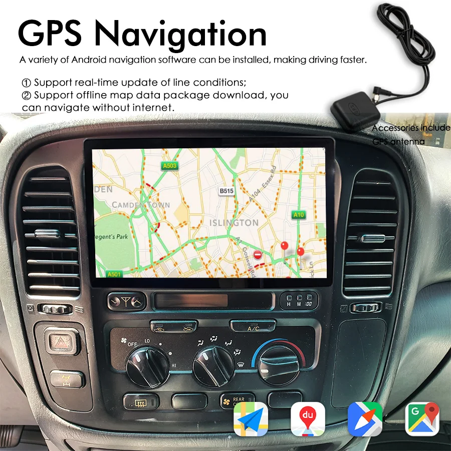 128GB Android 14 Radio For Toyota Land Cruiser 1999 LC100 CarPlay Navigation GPS Touch Screen Stereo Car Multimedia Video Player