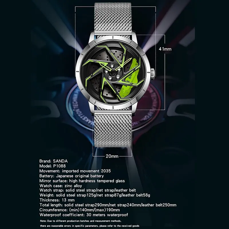 ساعات ساندا الأكثر مبيعاً ، ساعات الرجال ، ساعة رياضية مقاومة للماء مع حزام ، ساعة يد كوارتز بحافة عجلة دوارة
