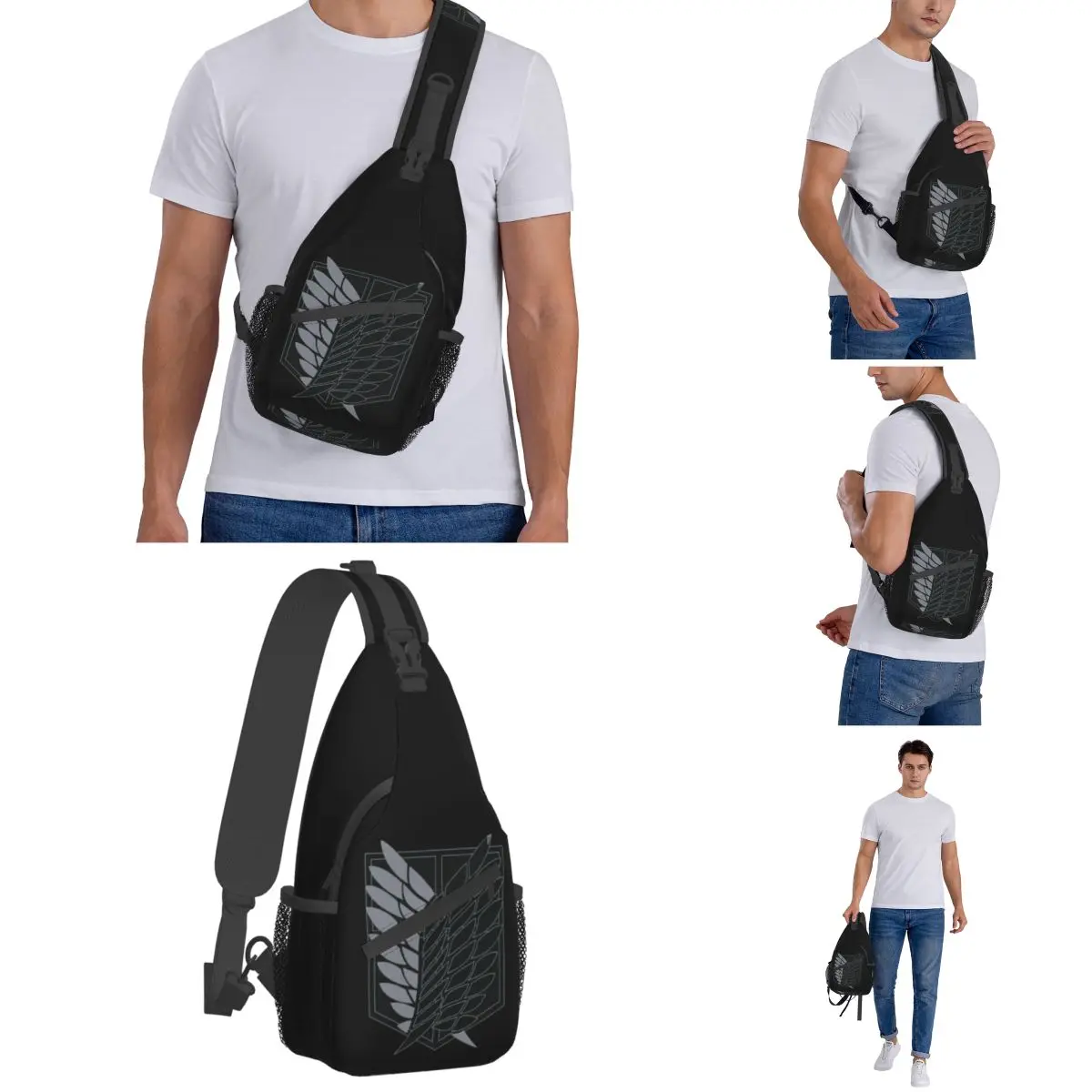 Angriff auf Titan eren Cross body Schulter taschen Muster Brusttasche Erkundung Bataillon Schulter rucksack Tages rucksack für Reisen Wandern