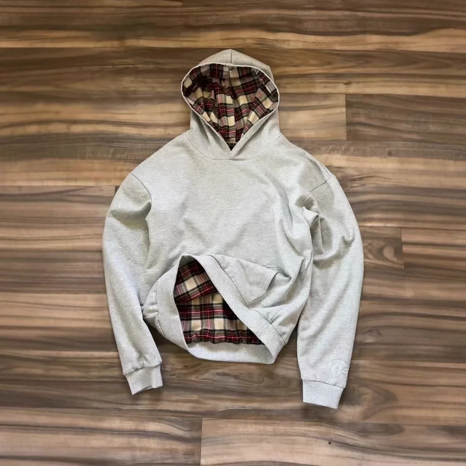 

Gothic American Street Pattern Long Waffle grid Sleeved Pullover Hoodie for Women High Quality Retro Trend Y2k Couple Clothing