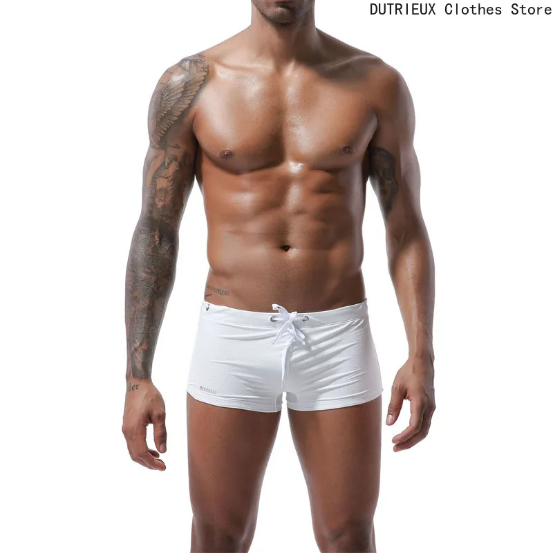 

Летние мужские шорты для плавания с низкой посадкой, пляжные узкие плавки с завязкой на талии, спортивные шорты для серфинга, плавки 남자 수영복