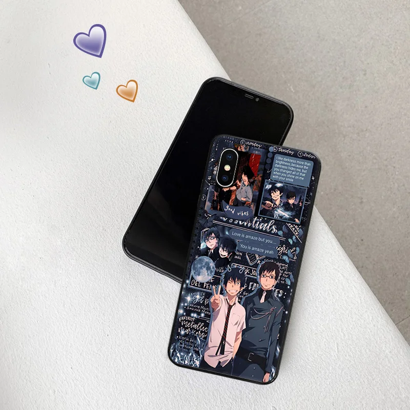 Silicone Soft Phone Case for iphone 16Plus 15 14 13 12 11 16 Pro Max Mini XR SE 7 8 Plus Blue Exorcist Shiemi Black Back Cover