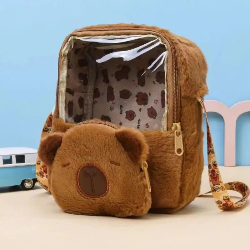 Capybara Plush Backpack Kawaii Fashion Plushie Doll Fur Bag Children\'s Bag Shoulder Bag Mini Knapsack Bags Gifts For Girlfriend