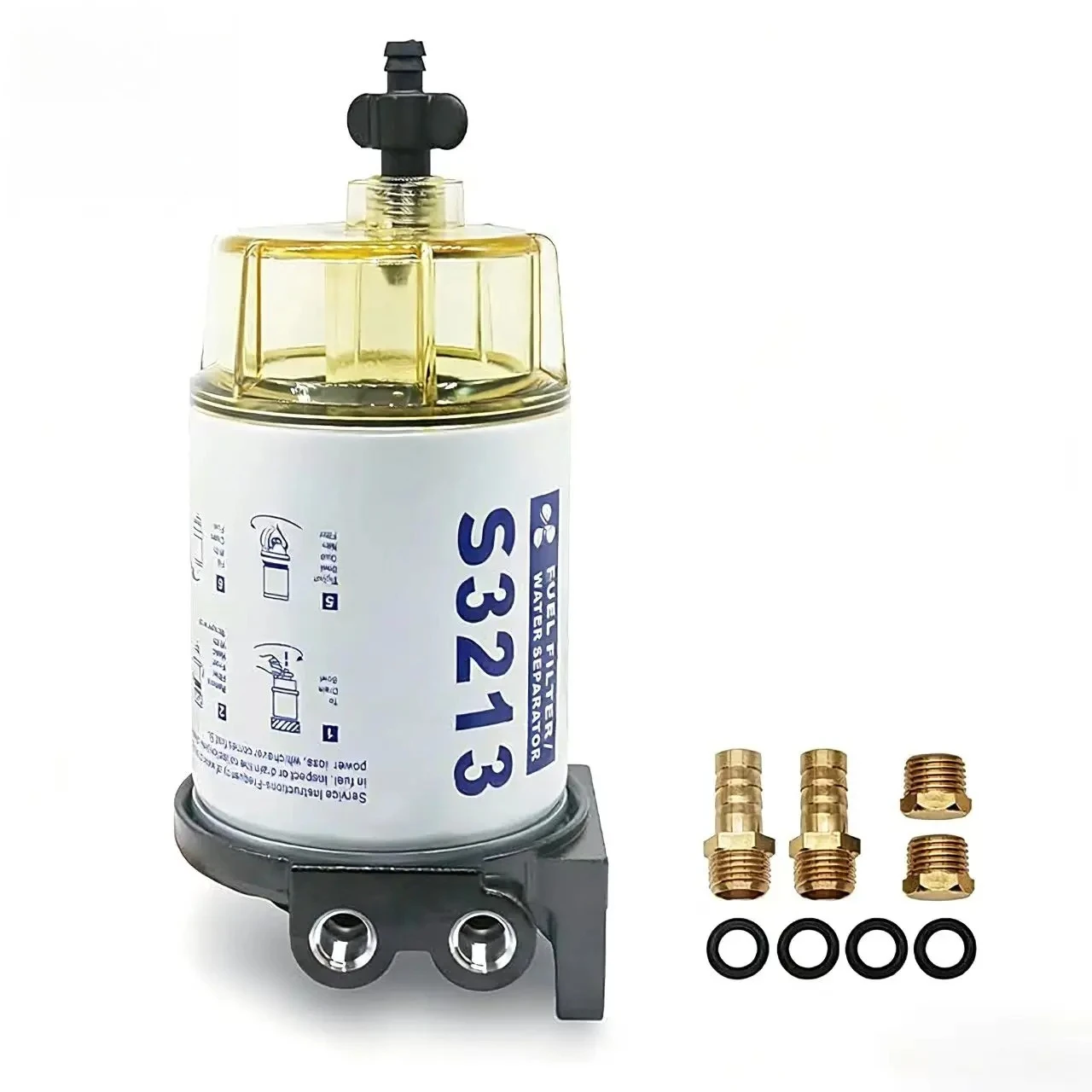 

S3213 10-Micron Fuel Water Separator Filter Assembly For Mer Cury Yam Aha Outboard, Racor Sierra Marine Engines