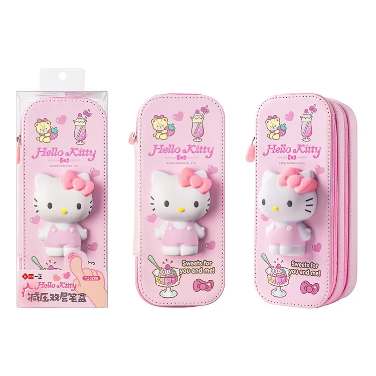 MINISO Sanrio 3D Decompression Cute Pencil Pouch My Melody Kawaii Large Capacity Pencil Cases Cinnamoroll School Supplies