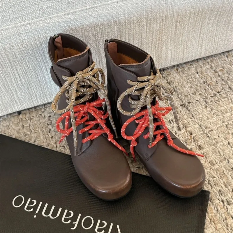 

Women Ankle Shoes Flats Platform Lace Up Snow Waterproof Chelsea Botas Autumn 2025 Sport Running Walking Non Slip Short Boots