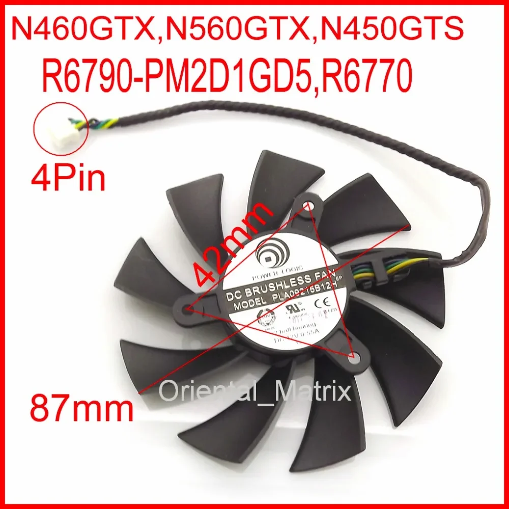 Free Shipping PLA09215B12H 12V 0.55A 87mm 4Wire 4Pin For MSI N460GTX N560GTX N450GTS R6770 Graphics Card Cooling Fan