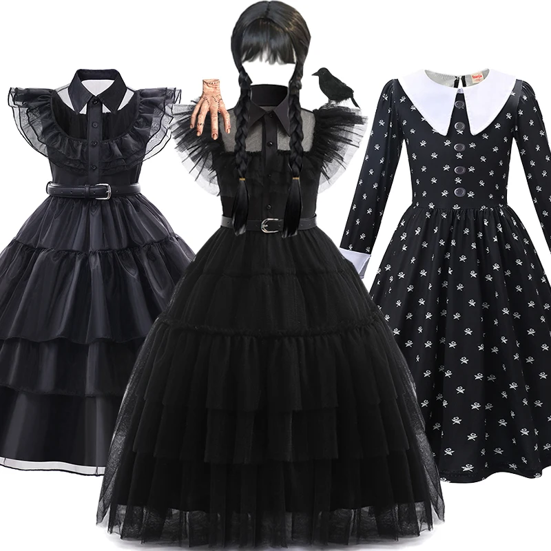 

Halloween Costumes Wednesday Addams Costumes Baby Girls Addams Cosplay Dress For Kids Halloween Party Clothings Addams Outfits