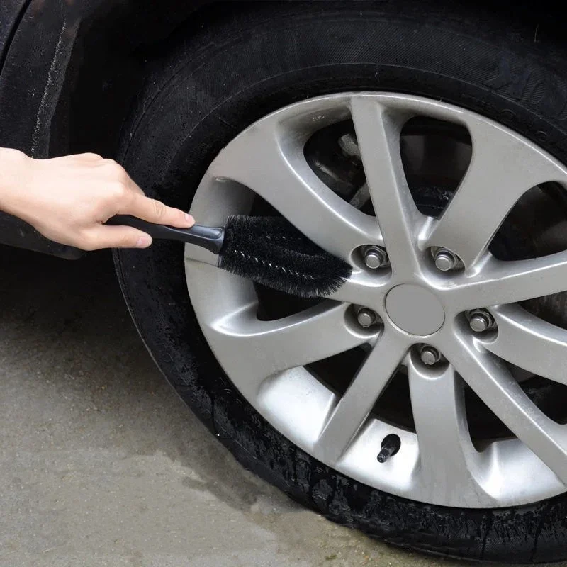 2pcs Car wheel brush, wheel hub steel ring brush, tire brush, car cleaning brush