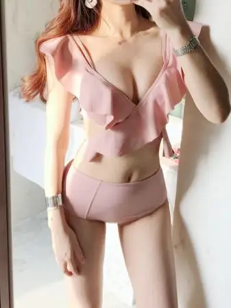 

Slimming Bikini Separate Swimsuit Women's Hot Spring Swimming Costume Gathered Chest Conced Belly Faionable Poolwear