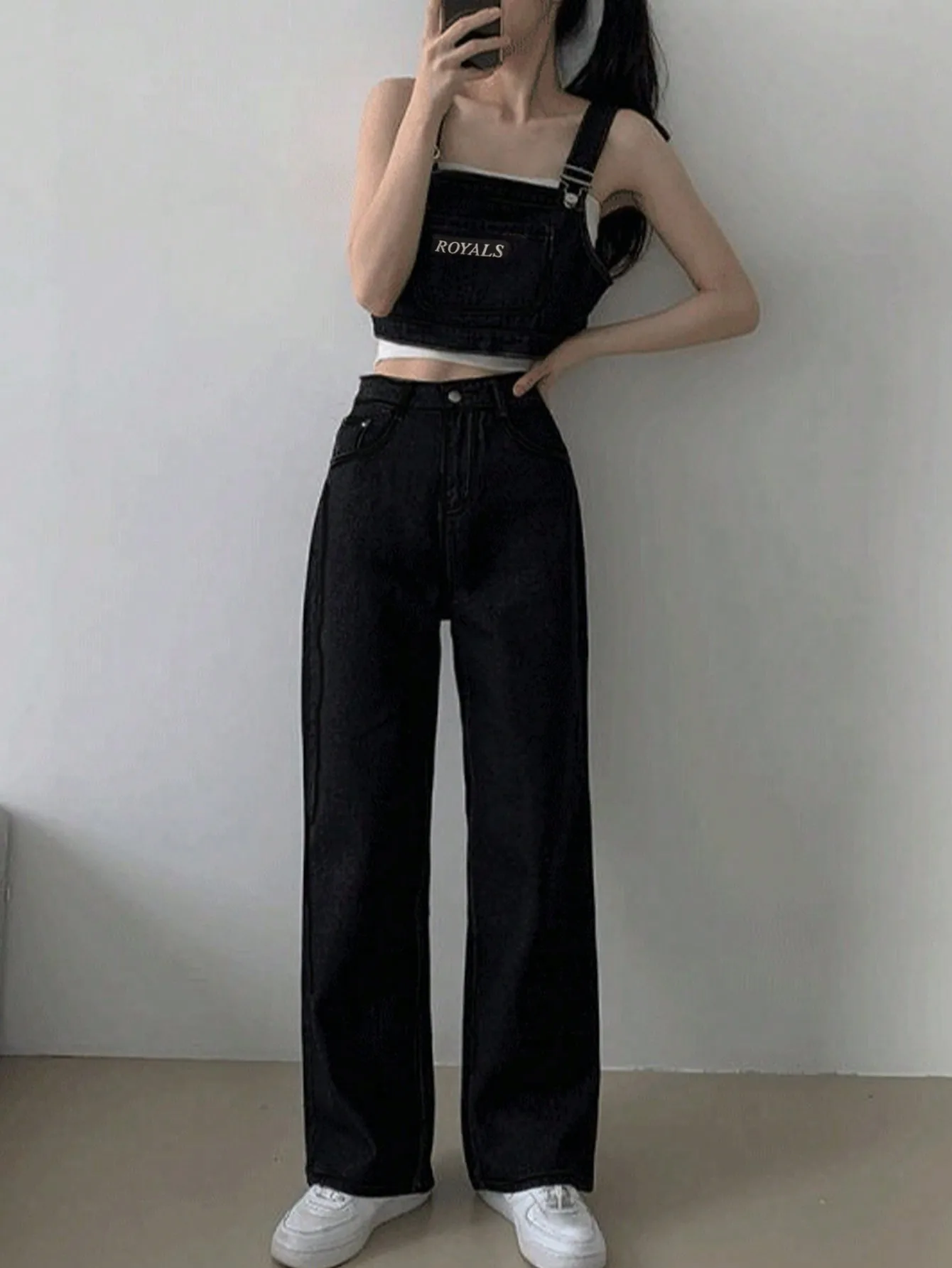 

Korean Chic Autum Fashion Trendy Hottie Black Denim Suit for Women
