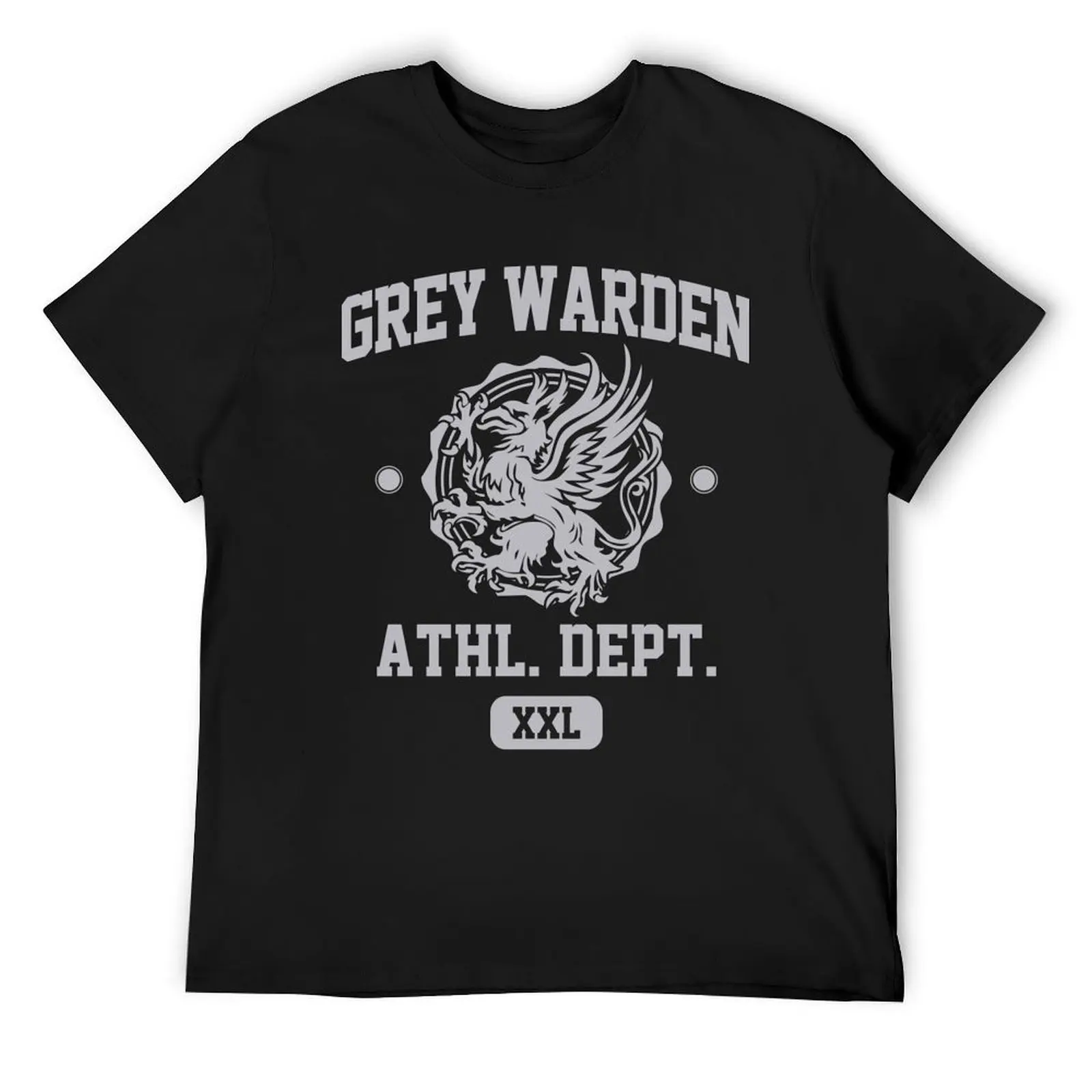 

Grey Warden Athletic Department Dragon Age Gym Shirt Style Silver Print T-Shirt| Dragon age T-Shirt Dragon T-Shirt T-Shirt