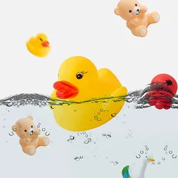 5Pcs Cute Duck Swimming Water Toys For Children Soft Rubber Float Squeeze Sound Squeaky Bathing Toy For Baby Bath Toys