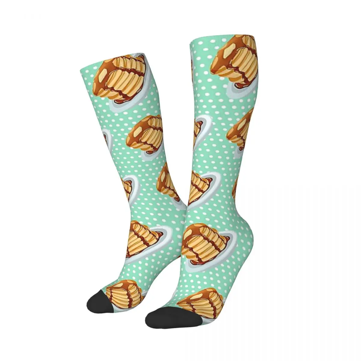 Pancakes With Maple Syrup Pattern Socks Harajuku Super Soft Stockings All Season Long Socks Accessories for Man's Woman's Gifts