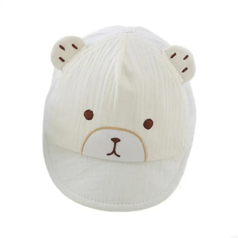 

95AE Baby Summer Sun Hat Mesh Baseball Caps Bear Fetal Caps Breathable Bonnet