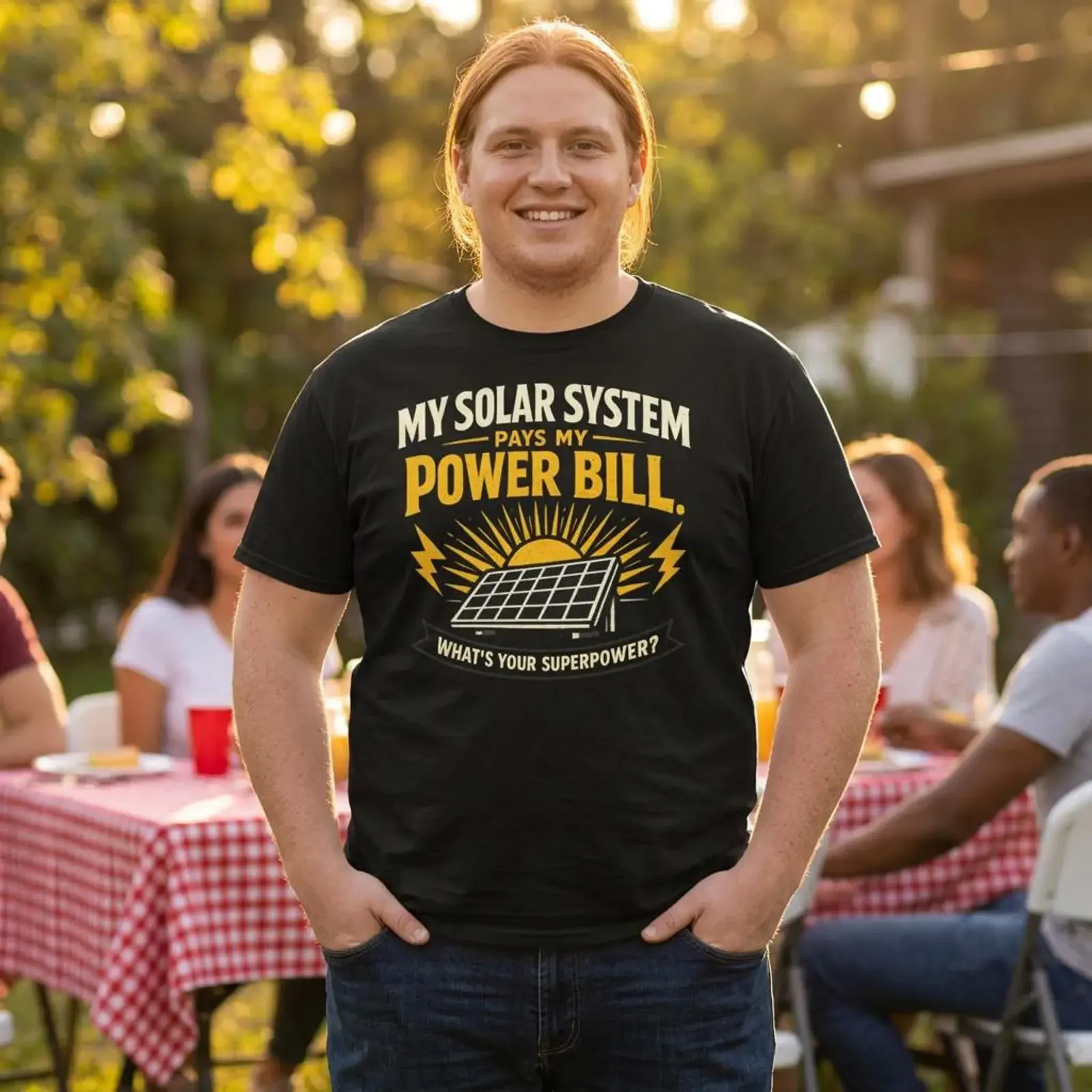 My Solar System Pays Power Bill T Shirt Panel Retro Sun Design vintage Washed Breathable Soft Casual Slightly Versatile Unisex